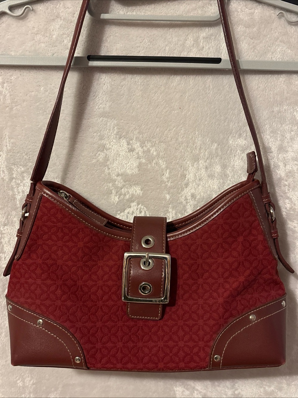 Relic Deep Red Shoulder Bag with Buckle Detail